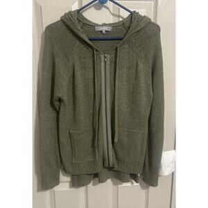Marled‎ Vintage Sweater Womens Green Hooded Full Zip Long Sleeve Medium